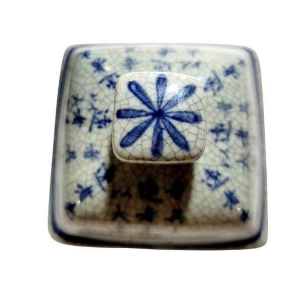 Vintage Hand Painted Chinese Teapot Blue Calligraphy Qing Hua Style Ceramic - Picture 7 of 14